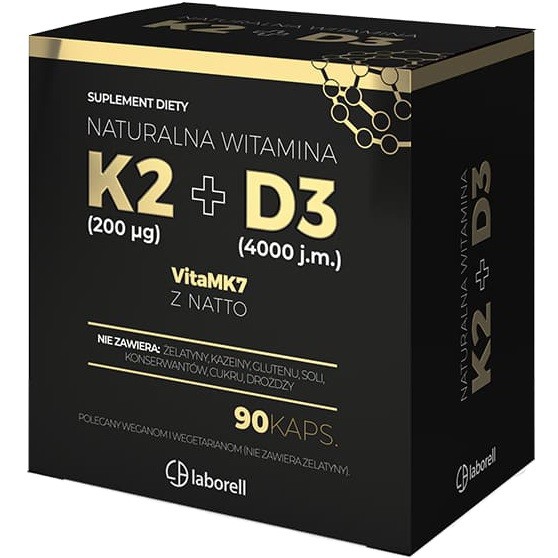 Laborell Witamina K2 mk-7 200mcg + D3 4000iu Forte - 90 kaps